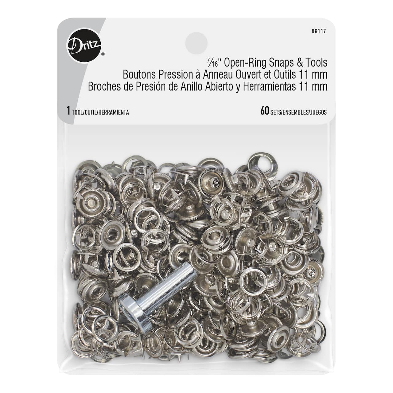 Dritz® Silver Open-Ring Snaps & Tools, 60 Sets